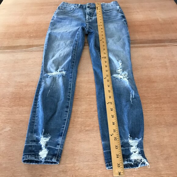 Good American Good Waist Jeans Women 4/27 Blue High Rise Distressed GWCCH075T - Picture 4 of 12